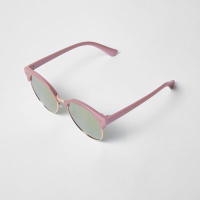 Girls pink metallic retro sunglasses